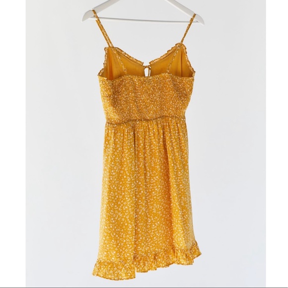 UO Dress Forum Yellow Floral Ruffle Mini Dress - Picture 3 of 3